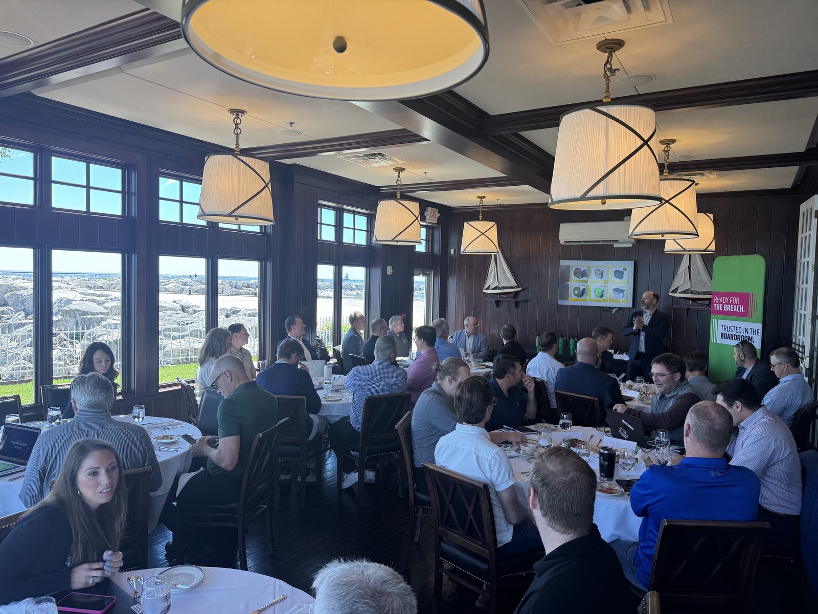 Bill Brown leading a cyber resiliency workshop for a full room